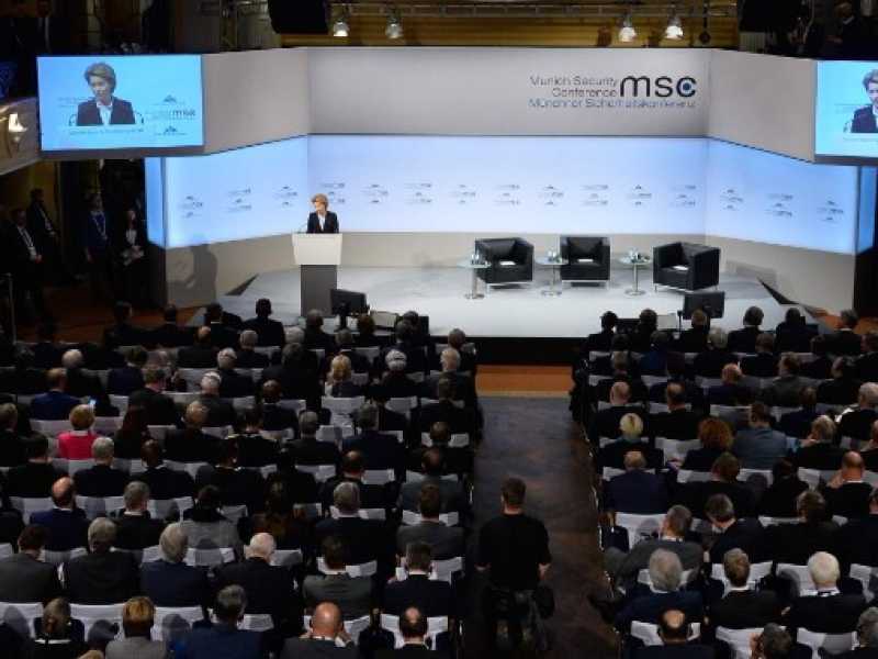 Un momento dellaConferenza di Monaco sulla Sicurezza (foto LaPresse)