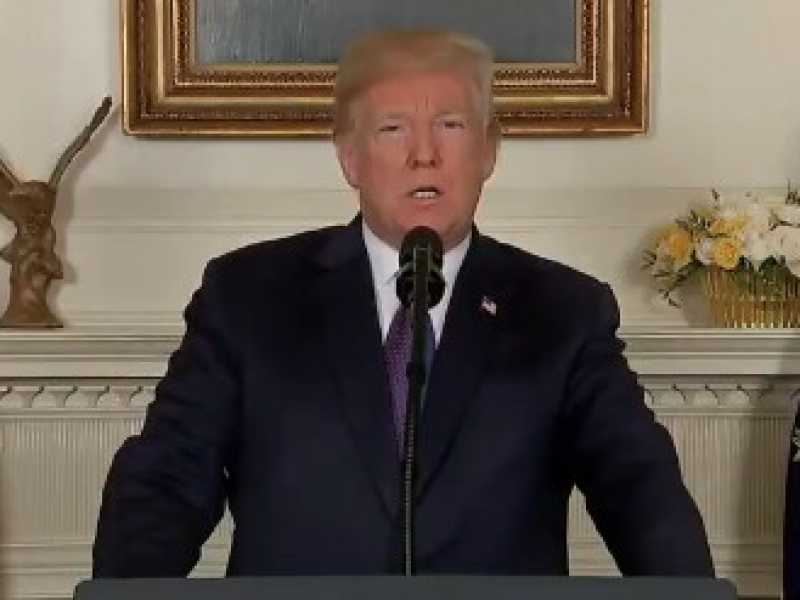 Donald Trump durante il suo discorso alla nazione