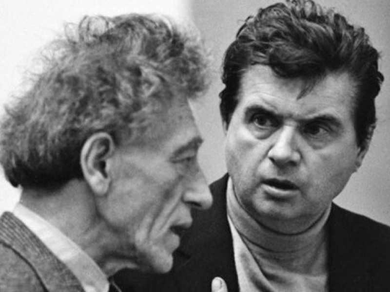 Lo scultore Alberto Giacometti con il pittore irlandese Francis Bacon (foto Graham Keen)
