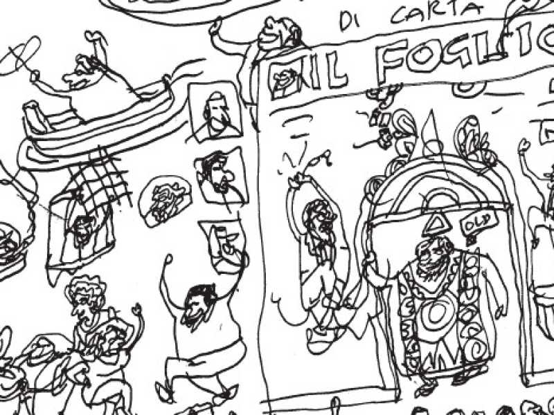 Una vignetta disegnata da Vincino due anni fa, per i 20 anni del Foglio