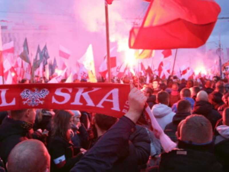 La manifestazione dei nazionalisti polacchi dello scorso 11 novembre a Varsavia (foto via Twitter)