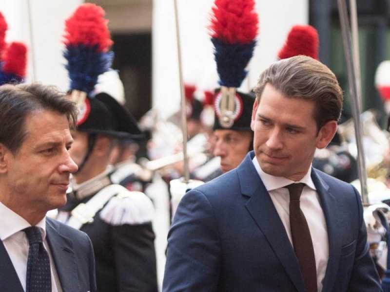 Giuseppe Conte con Sebastian Kurz (foto LaPresse)