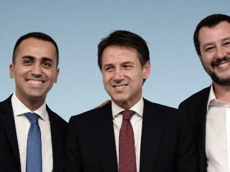 Luigi Di Maio, Giuseppe Conte e Matteo Salvini (foto LaPresse)