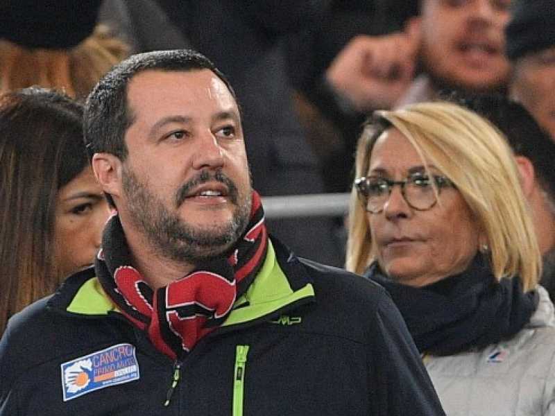 Matteo Salvini all'Olimpico durante Lazio-Milan (foto LaPresse)