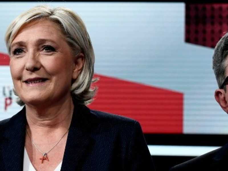 Marine Le Pen, leader del Rassemblement national (Rn), e Jean-Luc M&eacute;lenchon, leader della France insoumise (Lfi) (Foto LaPresse)