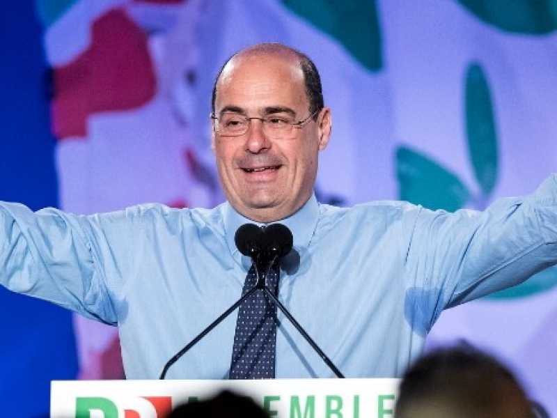 Il segretario del Pd, Nicola Zingaretti, all'Assemblea nazionale del partito domenica scorsa (Foto LaPresse)