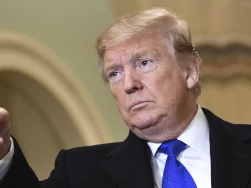 Il presidente americano Donald Trump al pranzo annuale dei senatori repubblicani (Foto LaPresse)