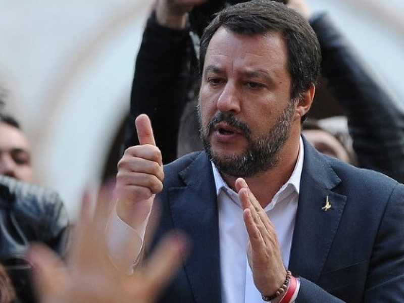 Matteo Salvini a Perugia (foto LaPresse) 