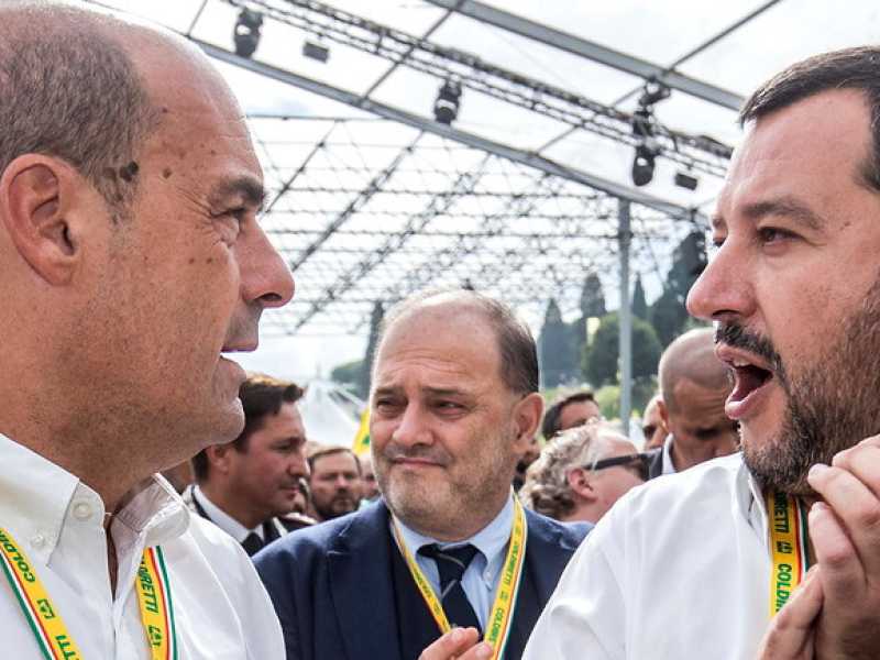 Nicola Zingaretti e Matteo Salvini (foto LaPresse)