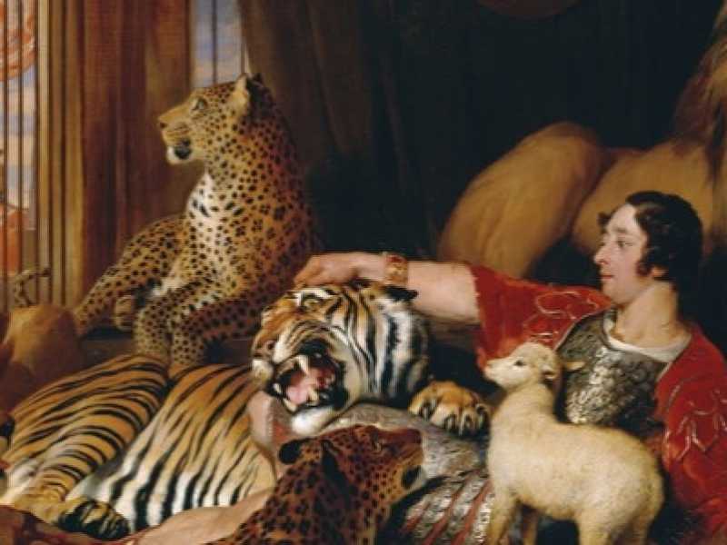 &ldquo;Isaac van Amburgh con i suoi animali&rdquo; di Sir Edwin Henry Landseer, 1839, olio su tela