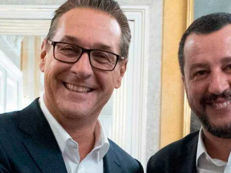 Heinz-Christian Strache e Matteo Salvini (foto LaPresse)