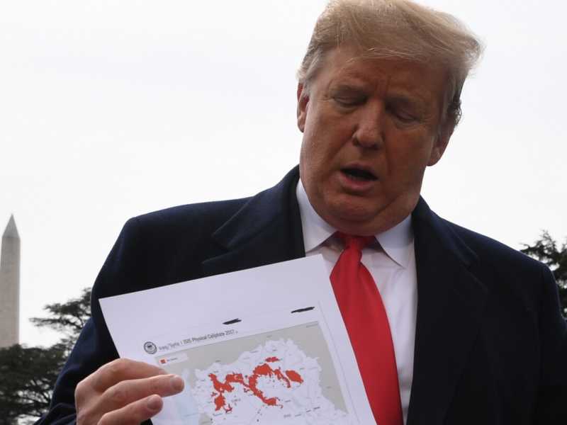 Il presidente americano, Donald Trump, dichiara la sconfitta dell'Isis in Siria (Foto LaPresse)