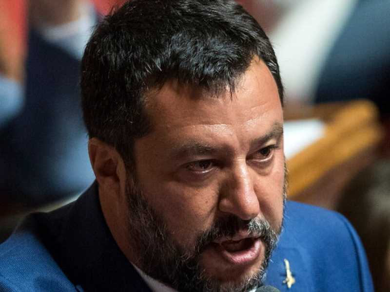 Matteo Salvini prima del voto su calendario lavori oggi in Senato (foto LaPresse)