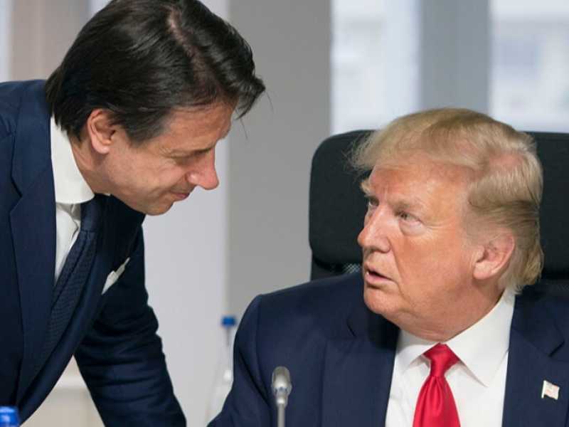 Giuseppe Conte e Donald Trump al G7 di Biarritz (foto Palazzo Chigi)