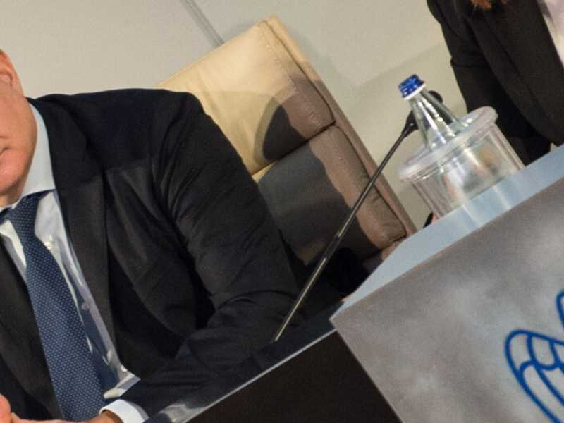 Il ministro dell'Economia Roberto Gualtieri al convegno di Confindustria (foto LaPresse)