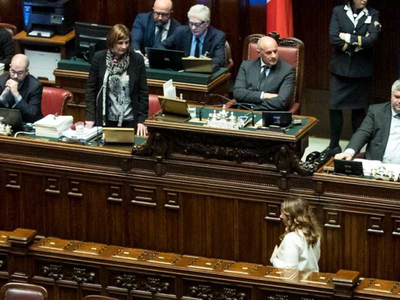 Un momento della chiama per il voto di fiducia alla Camera (foto LaPresse)