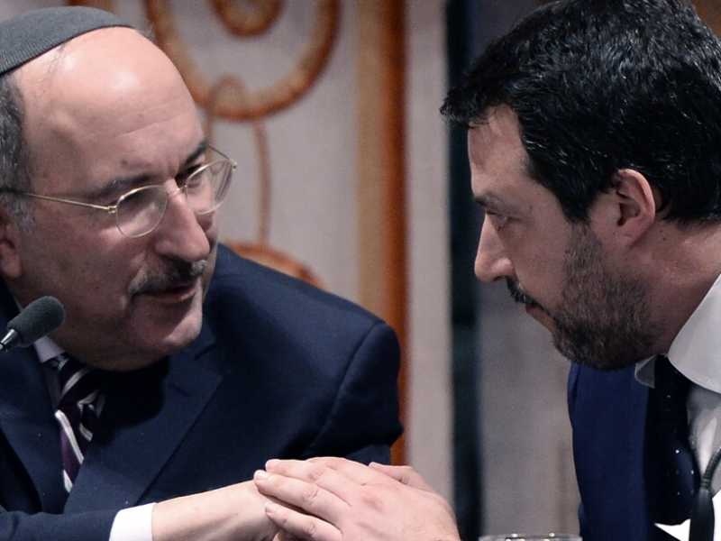 Matteo Salvini con Dore Gold, presidente del Jerusalem Center for Public Affairs (foto LaPresse)