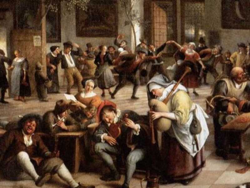 Una scena di taverna olandese di Jan Steen, fine del XVII secolo