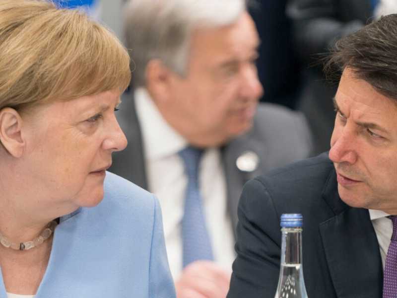 Angela Merkel e Giuseppe Conte (foto LaPresse)