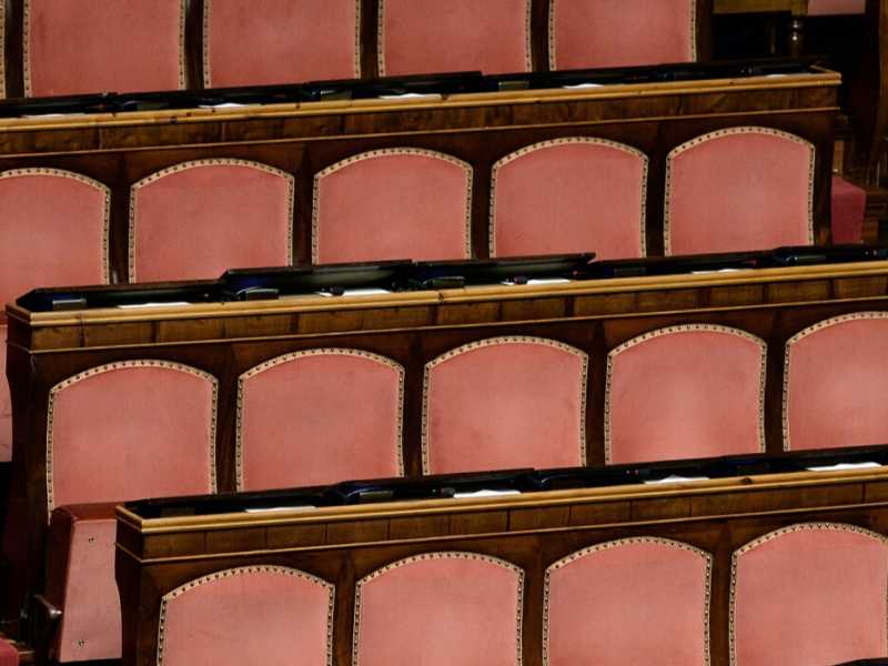 L'aula del Senato vuota, durante il lockdown, foto Fabio Cimaglia / LaPresse