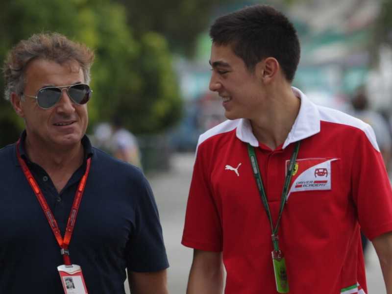 Jean Alesi con il figlio Giuliano nel 2016 (foto LaPresse)