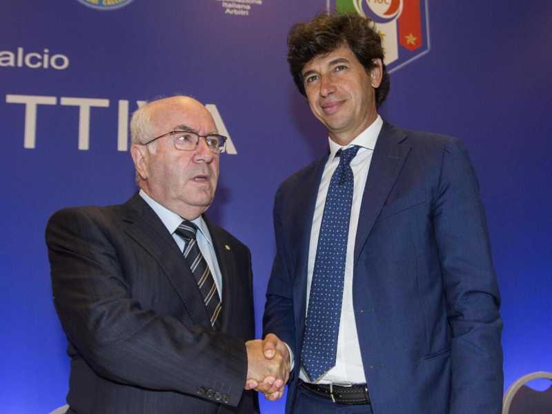 Carlo Tavecchio e Demetrio Albertini (foto LaPresse)