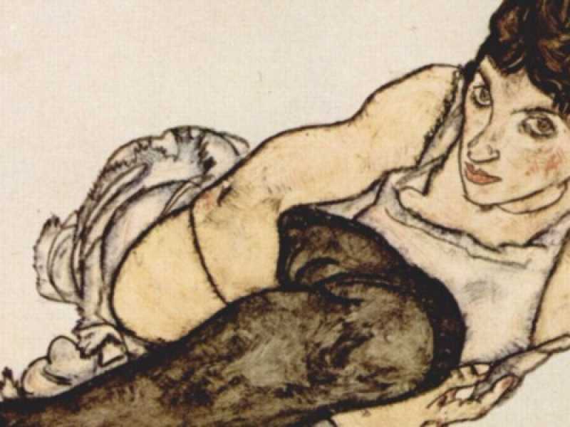 Egon Schiele, "Ragazza con calze grigie"