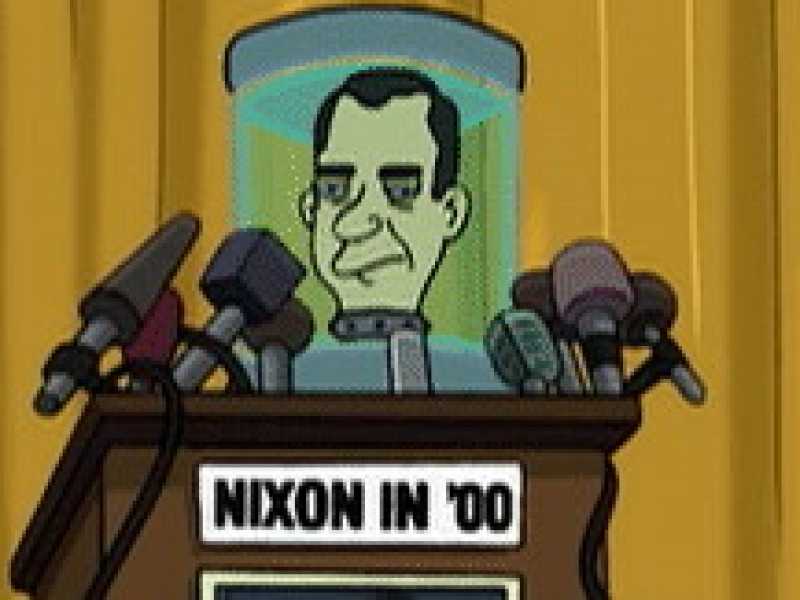 Una versione robot di Nixon nel cartone animato Futurama
