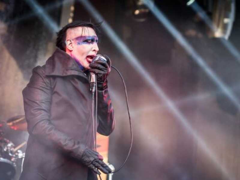 Concerto di Marilyn Manson a Stoccolma (foto LaPresse)