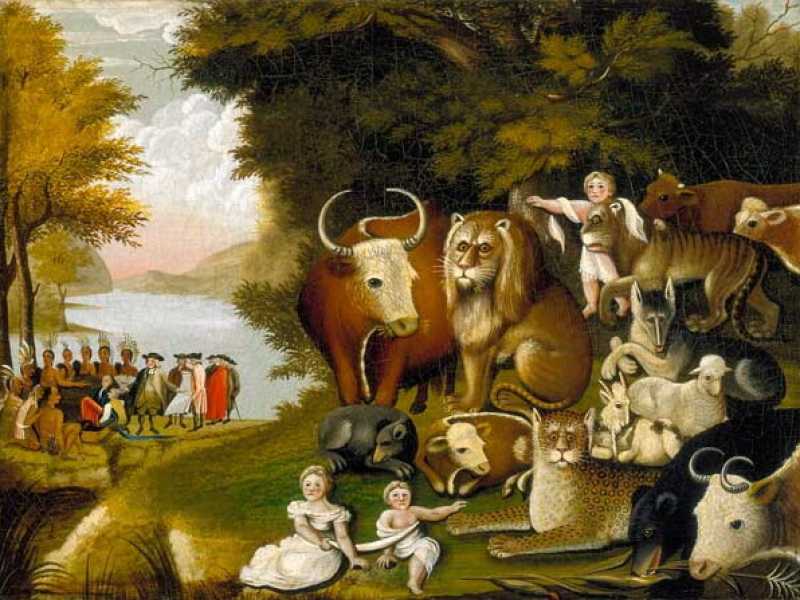 Edward Hicks, The Peaceable Kingdom, circa 1833&nbsp;<br />