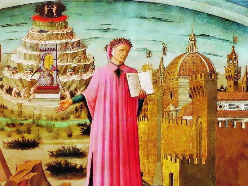 &nbsp;Domenico di Michelino, "Dante e i tre regni", 1465, Firenze, Santa Maria del Fiore (Wikipedia)