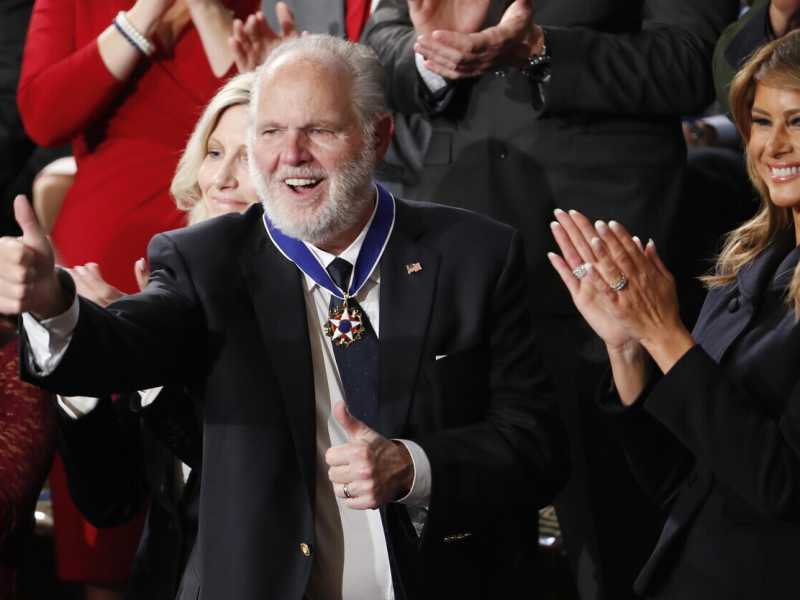 Rush Limbaugh con Melania Trump a febbraio 2020&nbsp;<br />