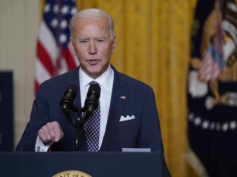 Il presidente americano Joe Biden durante un evento virtuale con la Conferenza sulla sicurezza di Monaco (AP Photo/Patrick Semansky)&nbsp;<br />