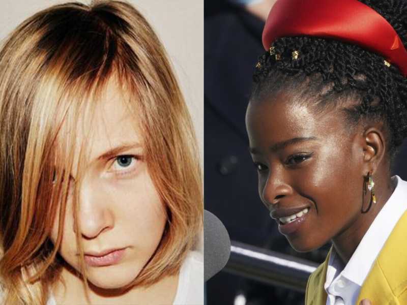Marieke Lucas Rijneveld (a sinistra, autoritratto via Wikimedia) e Amanda Gorman(via LaPresse)&nbsp;<br />
