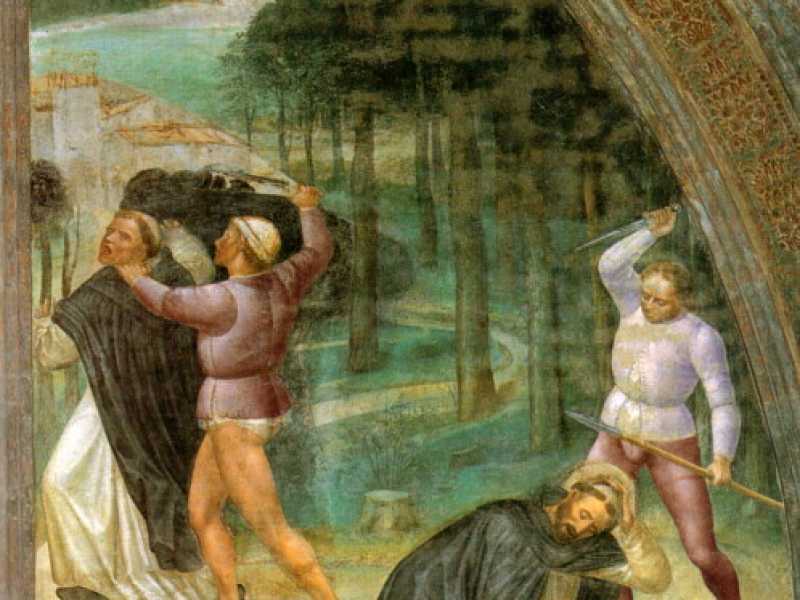 Vincenzo Foppa, cappella Portinari, Martirio di San Pietro da Verona (1462-68), chiesa di Sant&rsquo;Eustorgio, Milano&nbsp;<br />