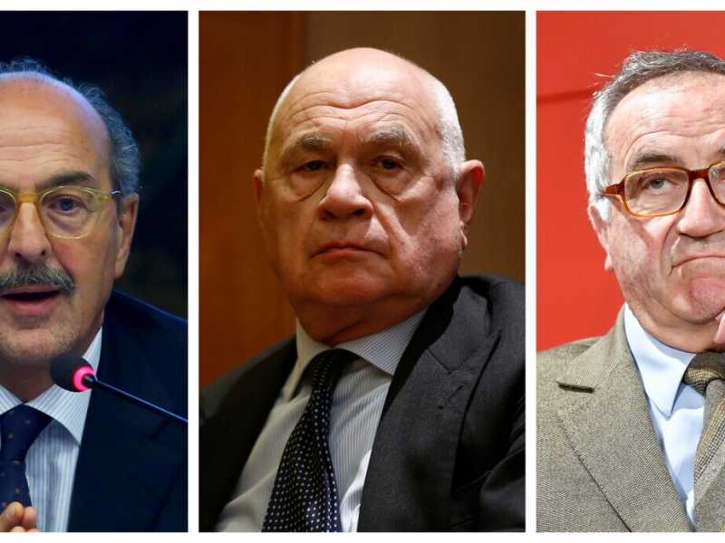 Da sinistra: Nello Rossi, Carlo Nordio, Edmondo Bruti Liberati (Foto LaPresse/Ansa)