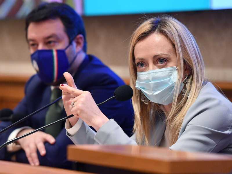 Matteo Salvini e Giorgia Meloni (Ansa)