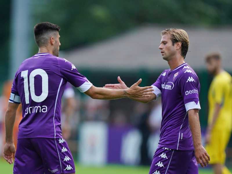 La Fiorentina in ritiro a Moena lo scorso luglio (Foto LaPresse - Spada)