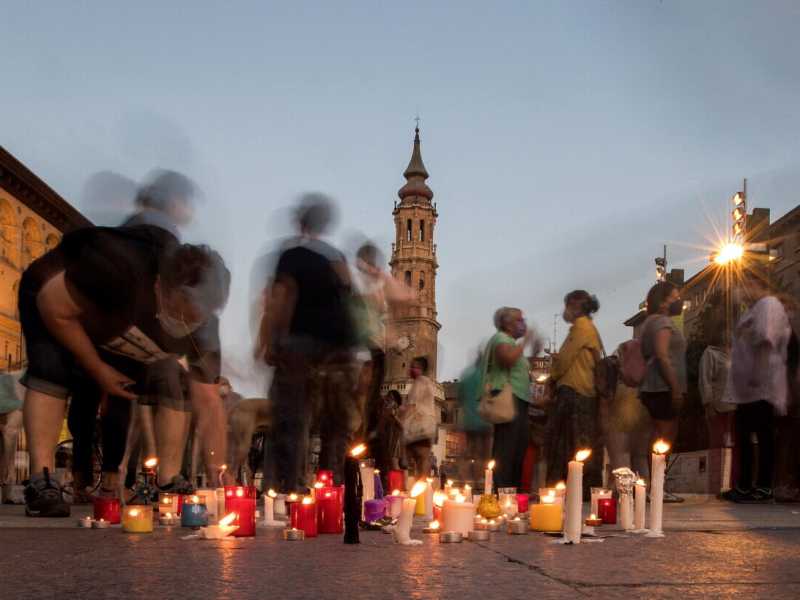 Manifestazione a supporto delle donne afghane in Spagna (Ansa)&nbsp;