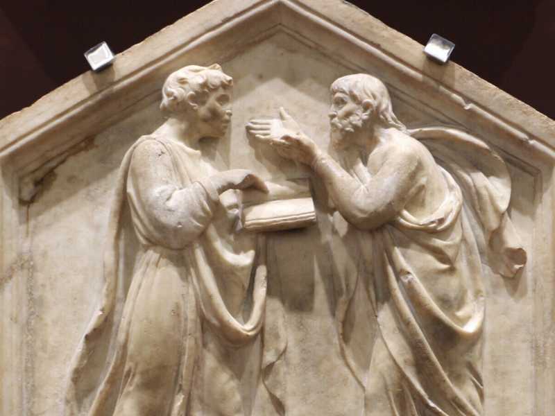 Platone e Aristotele, formella di Luca della Robbia (Wikipedia)&nbsp;