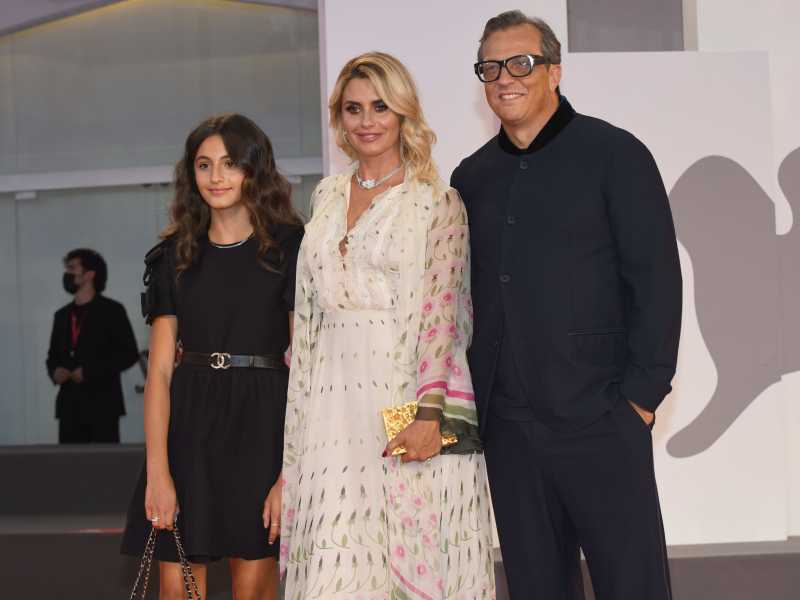 Gabriele Muccino con la famiglia a Venezia 78 (Foto Piergiorgio Pirrone - LaPresse)