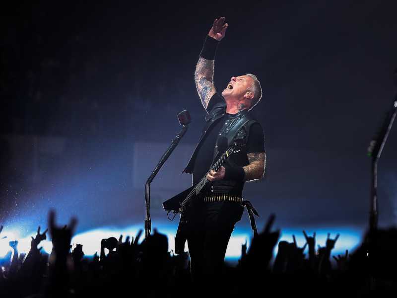 James Hetfield dei Metallica in concerto a Lisbona, Portogallo, nel 2018 (Ansa)&nbsp;