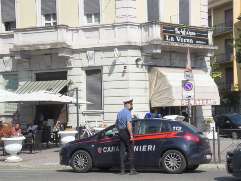 &nbsp;Piazza Meardi, davanti al bar Ligure, dove l'assessore Adriatici ha sparato a Boussettaoui uccidendolo, Voghera, 21 Luglio 2021. ANSA/PAOLO TORRES<br />