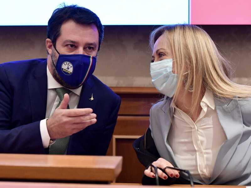 Matteo Salvini e Giorgia Meloni (Ansa)