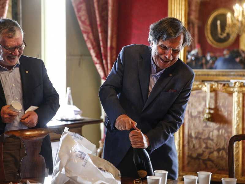 Giorgio Parisi festeggia all'Accademia dei Lincei il Nobel per la fisica (LaPresse)&nbsp;