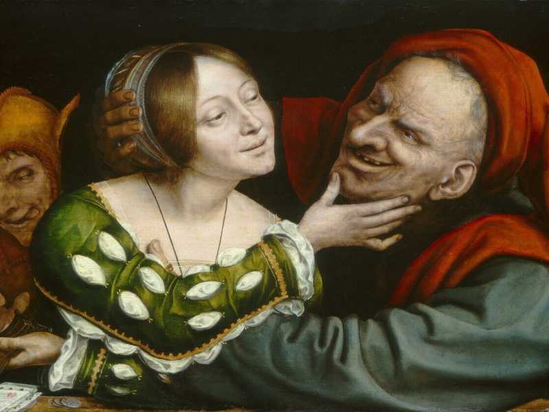 Quentin Matsys, "Amanti mal abbinati", 1520-1525. Dominio pubblico&nbsp;<br />