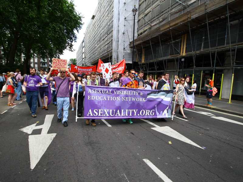 Una marcia del movimento asessuale, a Londra, nel 2015 (foto Wikipedia)