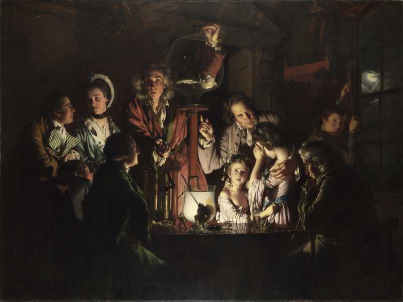 "Esperimento con una pompa ad aria", Joseph Wright of Derby (Wikimedia Commons)&nbsp;<br />