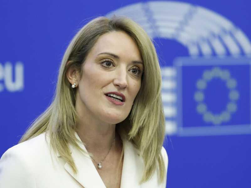 Roberta Metsola, presidente del Parlamento europeo (foto EPA)