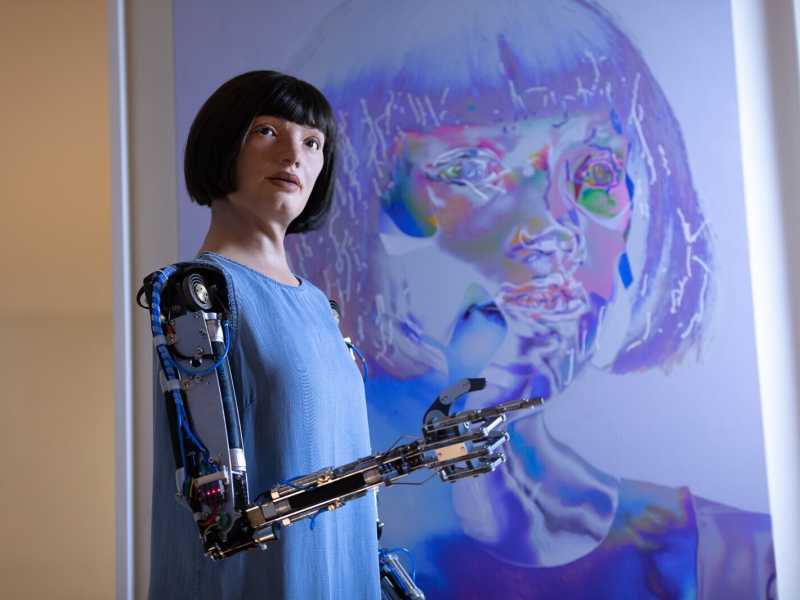 "AI-DA: il primo artista di robot al mondo" al Design Museum - Vista stampa (Foto di Tim P. Whitby/Getty Images)&nbsp;<br />